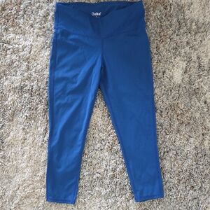 Oalka Women's High-Rise Royal Blue Active Crop Leggings